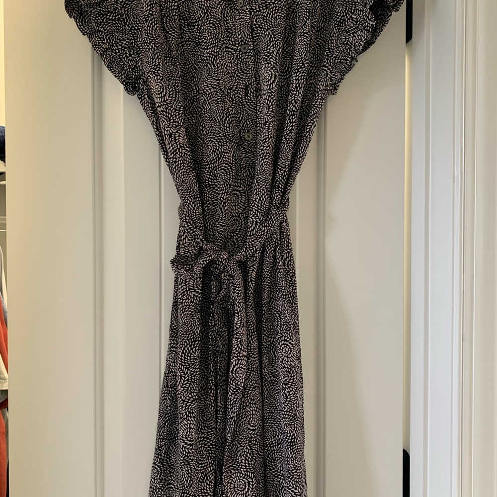 Loft black and white midi dress